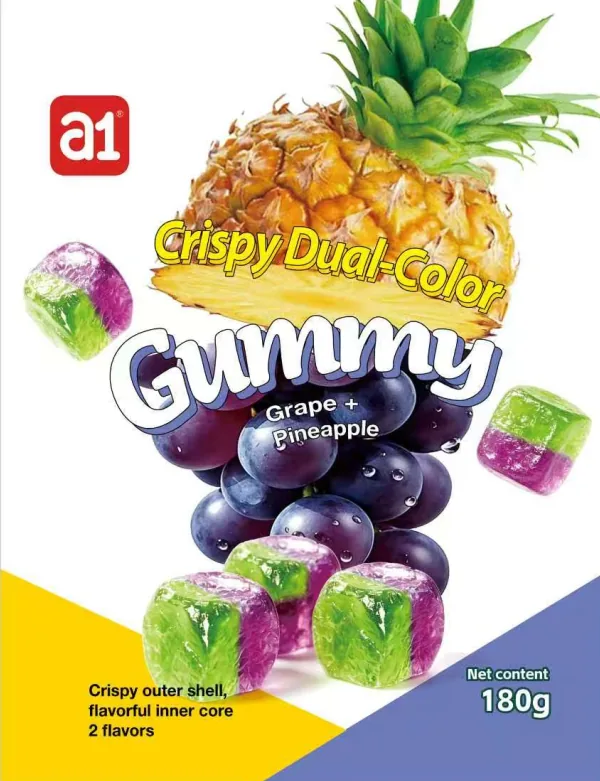 Gominola 4D Crujiente Bicolor (Uva + Piña)