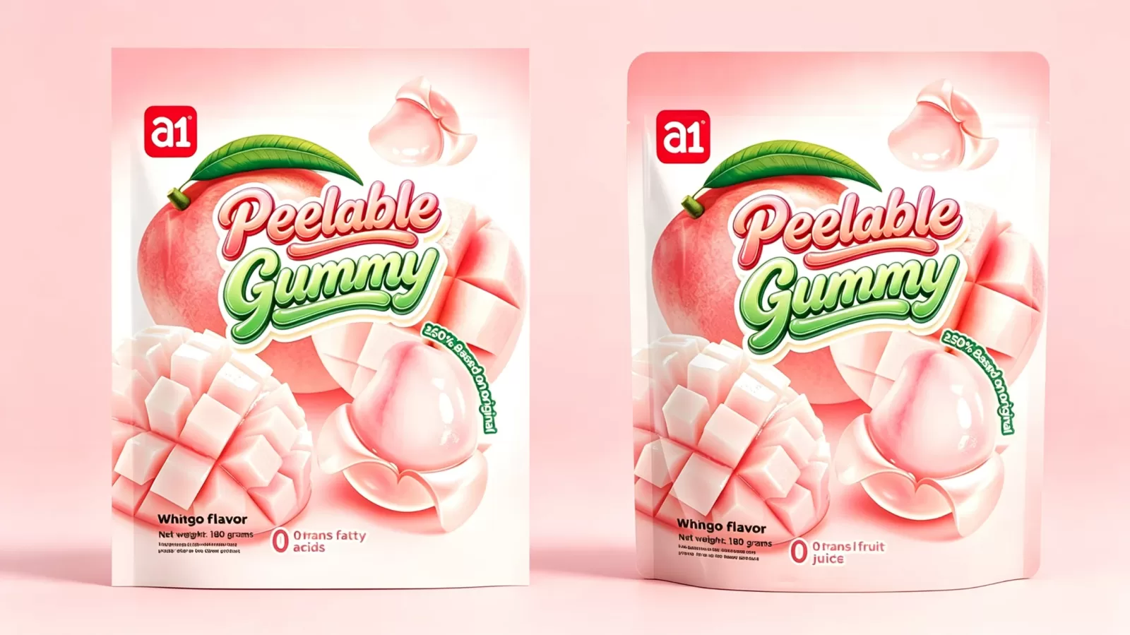 gomitas a1 Peelable sabor melocotón blanco con 50% zumo real