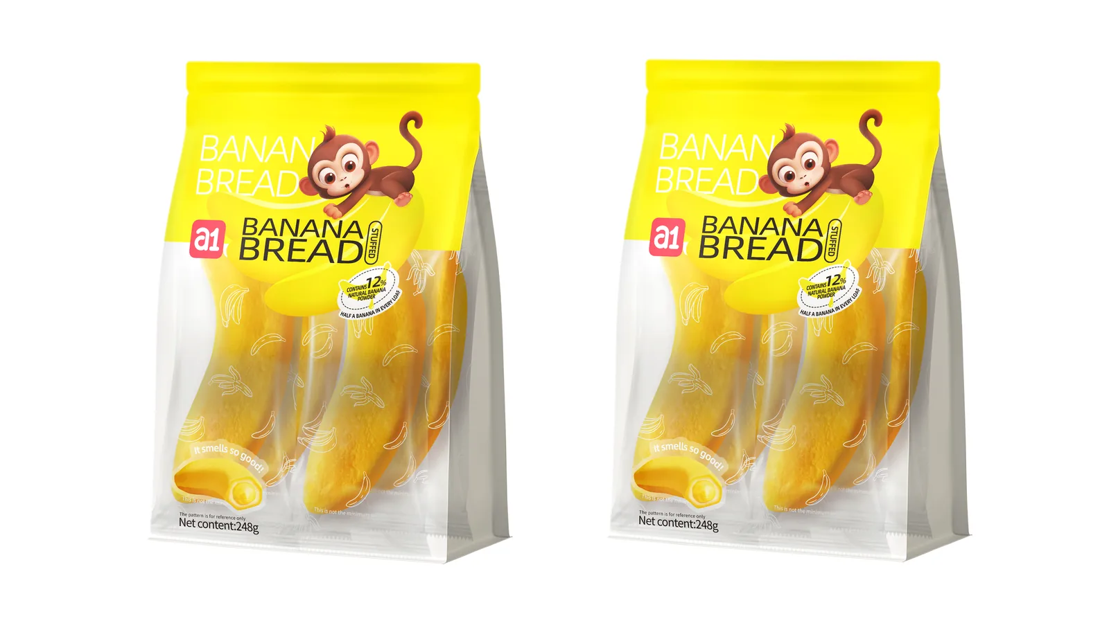embalaje de exportación del pan de plátano a1 con etiqueta en inglés