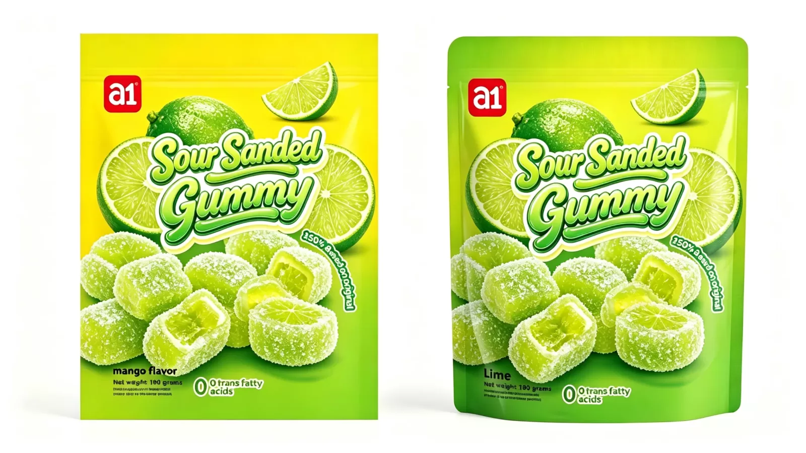 gomitas aciduladas a1 sabor lima, embalaje de exportación