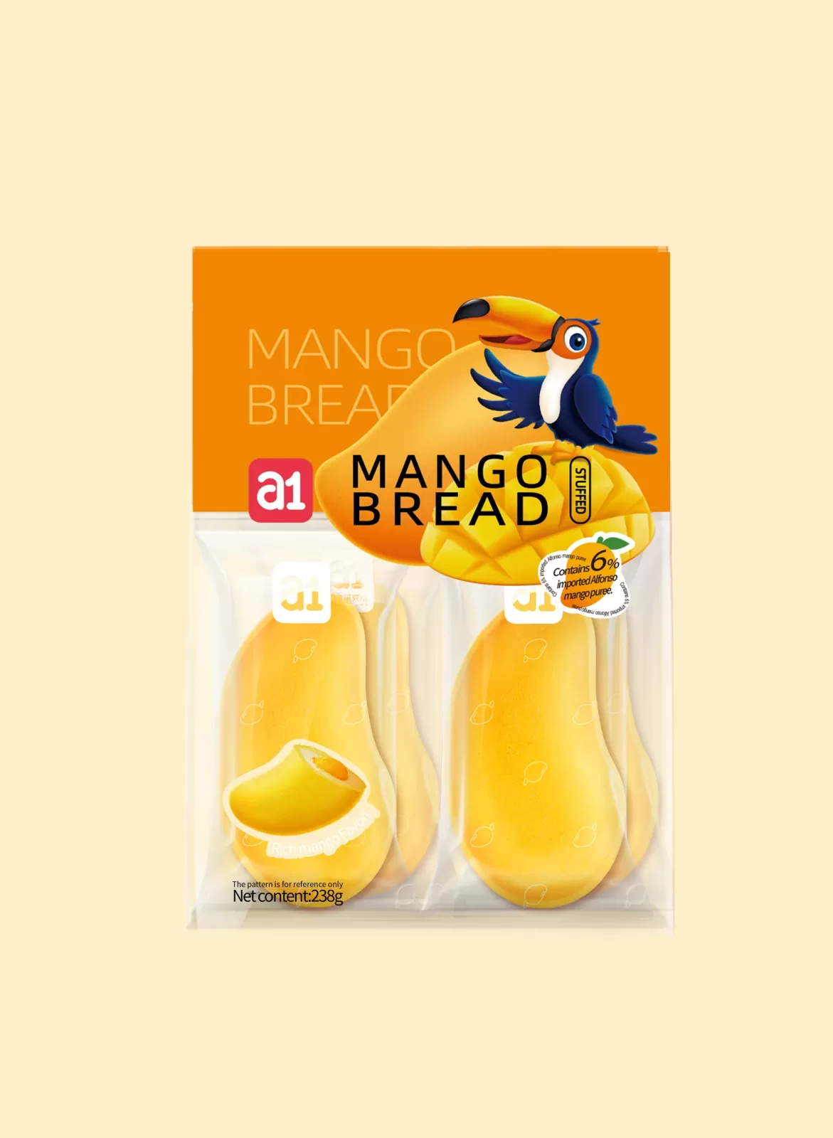 una bandeja de pan de mango a1, un SKU de panadería diaria que encaja naturalmente con los regalos festivos