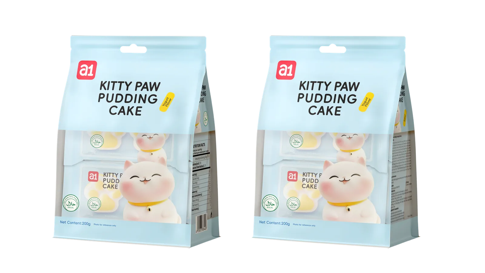 Pastel pudin de huella de gato sabor yogur