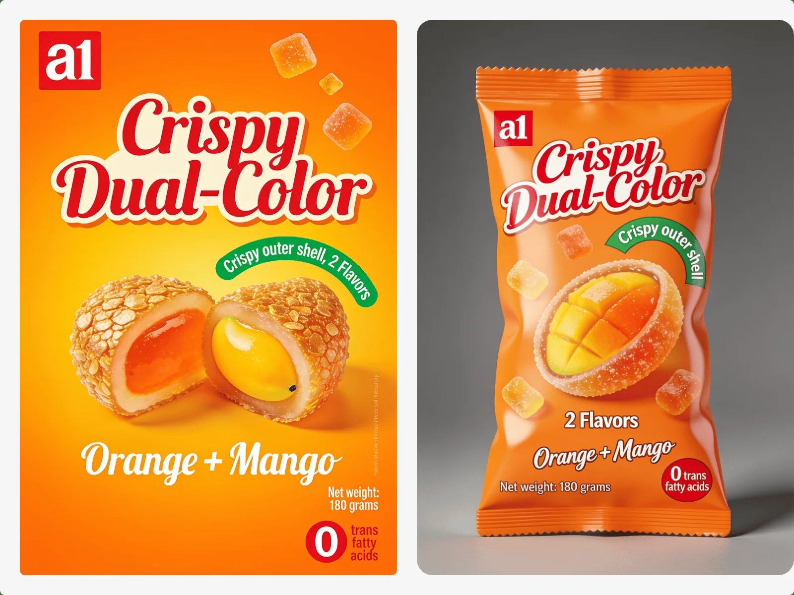 a1 4D Crispy Dual-Color Gummy — formato de doble textura que ancla la recompra en un primer programa