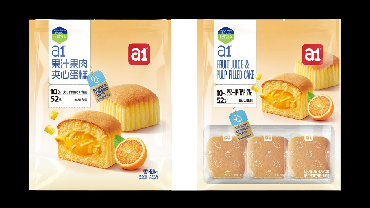 pastel relleno de fruta y jugo de naranja — un formato de panadería para compartir pensado para mayoreo