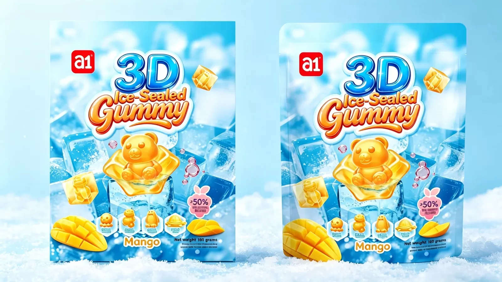 Formatos de empaque de gomitas comparados: bolsa frontal, frasco y sobre stick para distribuidores
